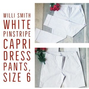 Willi Smith White Pinstripe Capri Dress Pants, 6